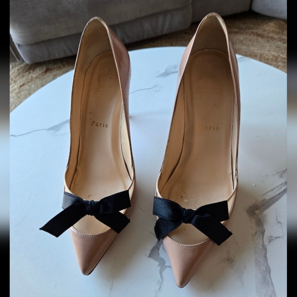 Christian Louboutin Elegant Black and Tan Women's Heels
